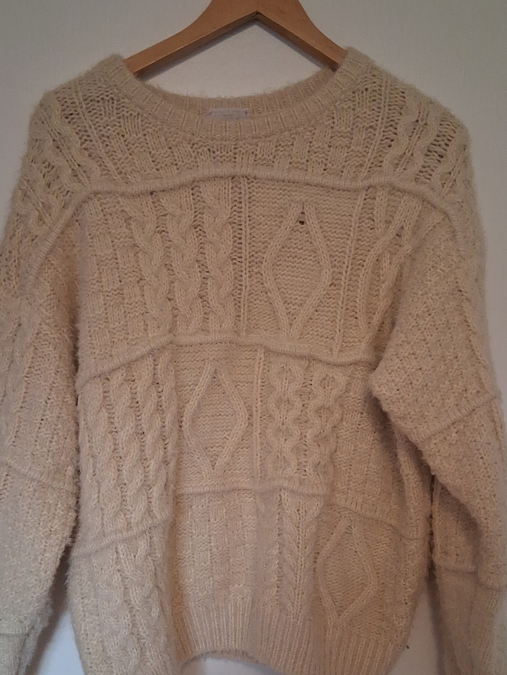 Sage Cream Cable-Knit Scoop Neck Sweater